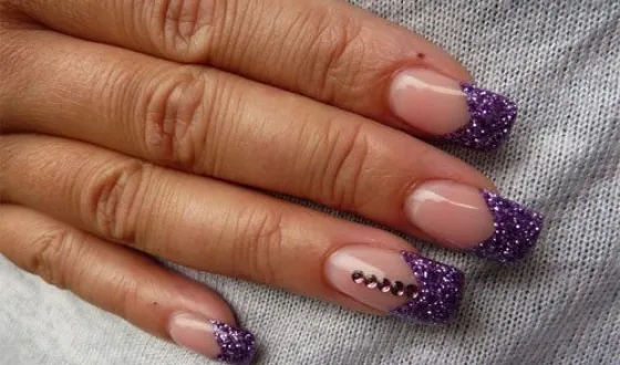 sacou extensii de unghii folosind gel si acrilic (ventilator de unghii de proiectare franceză Glitter unghii cu gel acrilic de design) strat de unghii prin gel și acril