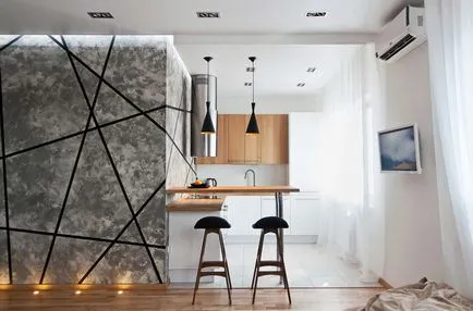 Noi idei pentru bucătărie în studio - plan de fotografie 77 fotografie
