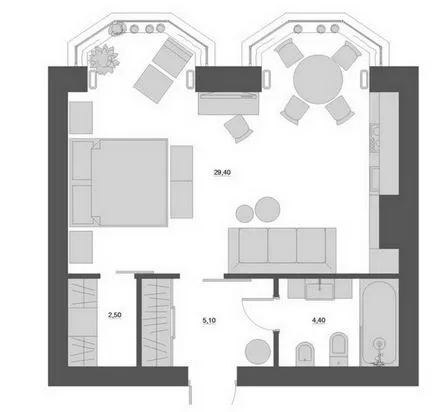 Noi idei pentru bucătărie în studio - plan de fotografie 77 fotografie