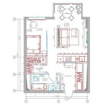 Noi idei pentru bucătărie în studio - plan de fotografie 77 fotografie