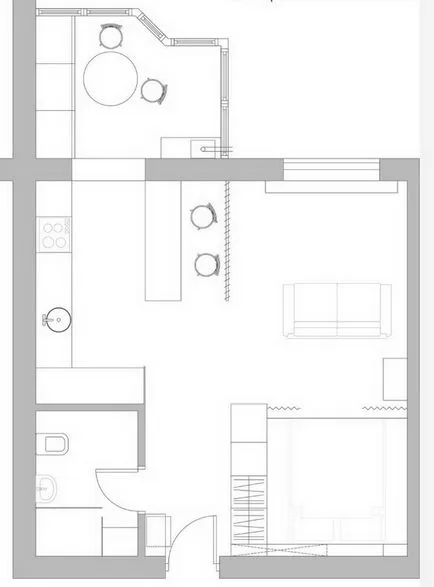 Noi idei pentru bucătărie în studio - plan de fotografie 77 fotografie