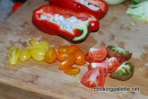 Ardei, la cuptor cu brânză și roșii - paleta de gătit (cuptor) Ardei, coapte cu branza si rosii - paleta de gătit