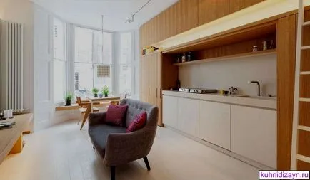 plan de bucătărie într-un apartament studio - modul de a face 25 fotografii