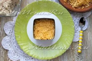 Salata cu straturi de pui și ciuperci, reteta cu o fotografie