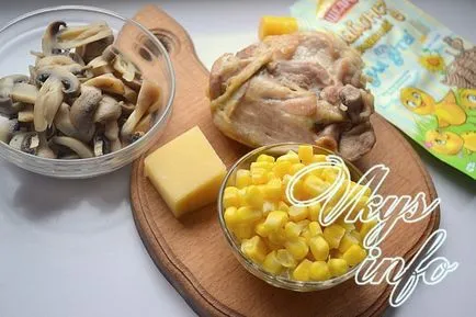 Salata cu pui si ciuperci reteta de conserve cu fotografie (salata) Salata cu reteta de pui și ciuperci conservate cu o fotografie