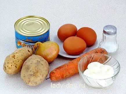 Salata - Mimosa - o reteta clasica cu alimente conservate, retete simple cu fotografii (reteta) Salata - Mimosa - o reteta clasica cu alimente conservate, retete simple cu fotografii