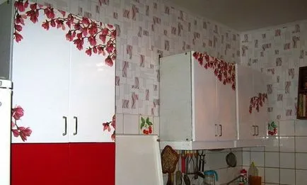 Cum să actualizați mobilierul vechi în bucătărie cu mâinile lor pictura, decorare, rattan, lipire,