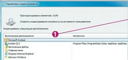 ferestre Serviciul de indexare, ajustarea programelor