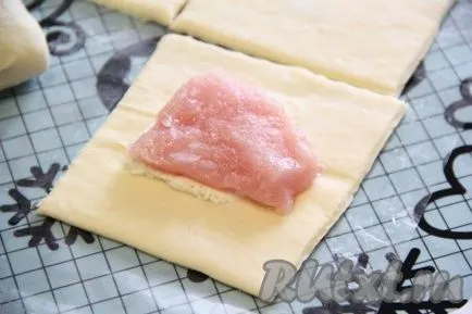 produse de patiserie cu carne de pui și brânză - o rețetă cu o fotografie