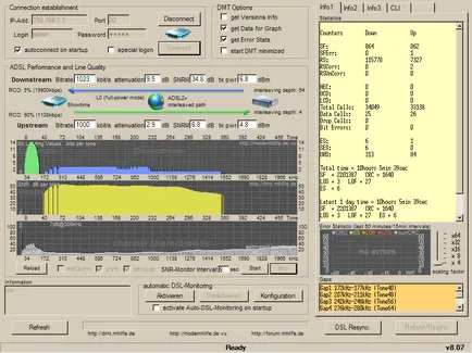 Testarea link-ul adsl folosind programul DMT