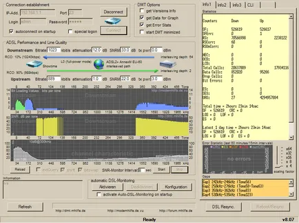 Testarea link-ul adsl folosind programul DMT