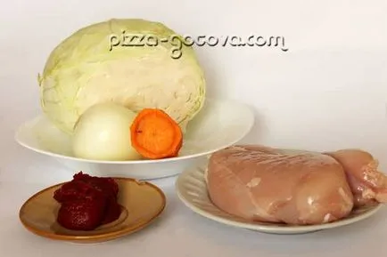 varză cu carne de pui fiert - reteta cu fotografii
