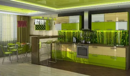 Designul expresiv al bucătăriei în verde (50 poze)