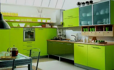 Designul expresiv al bucătăriei în verde (50 poze)
