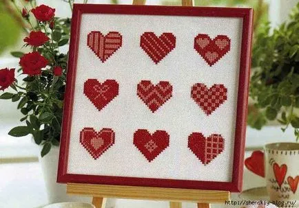Cross-cusatura pe o temă - inimi - și - iubire (& quot; Love & quot;) Cruciulițe pe tema - inimi - și - iubire