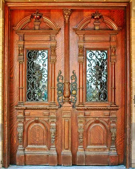 Usi de intrare în casă, metal, fier, lemn cu sticla, opțiuni foto