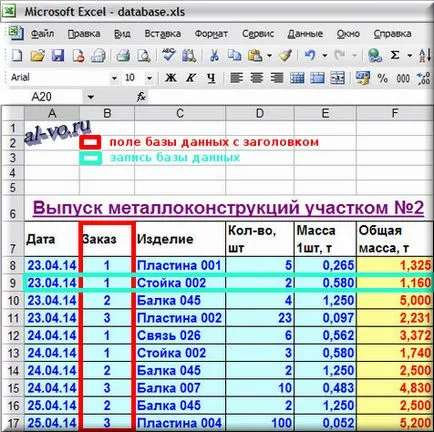 Ce este o bază de date în Excel