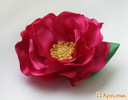 Florile din panglici cu mâinile lor