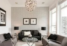 Wallpaper în camera de zi de imagine de design 2017 într-un stil modern, idei de interior, moda