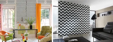 Wallpaper în camera de zi de imagine de design 2017 într-un stil modern, idei de interior, moda