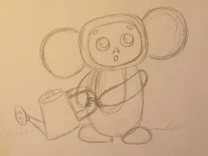 Cum să atragă pas cu pas Cheburashka