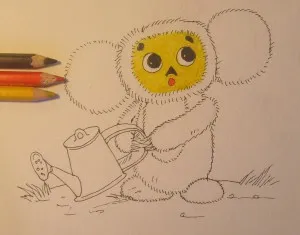 Cum să atragă pas cu pas Cheburashka