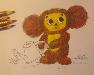 Cum să atragă pas cu pas Cheburashka