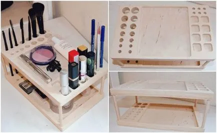 Organizator (piept) pentru produsele cosmetice cu mâinile lor din cutie, sau din lemn
