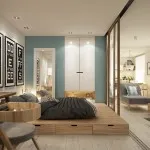 Podium în apartament cu mâinile sale