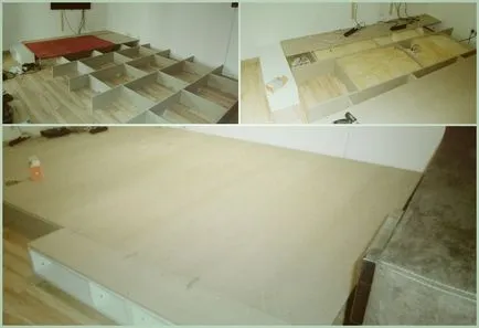 Podium în apartament cu mâinile sale