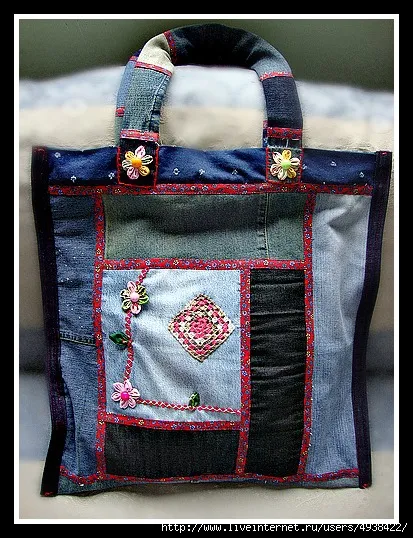 Alterările denim saci, brodată
