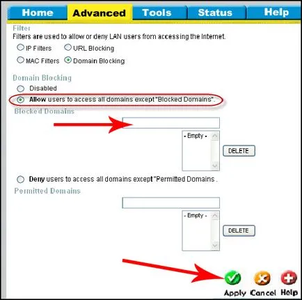 Blocarea site-ului folosind un router