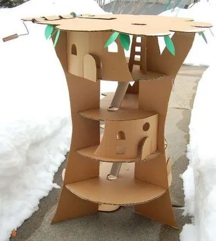 Ce poate fi realizat din carton cu mâinile lor, afară din tuburi, cutii de carton și carton ondulat (care pot fi realizate din carton colorat) Ce poate fi realizat din carton, cu mâinile lor din tuburi, cutii de carton și carton ondulat