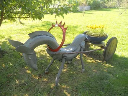 Artizanat din anvelopă roata cu mâinile - decor gratuit pentru zona de gazon - pentru copii și părinți