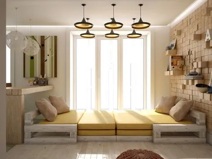 Cameră de design living combinat cu un dormitor într-o singură cameră