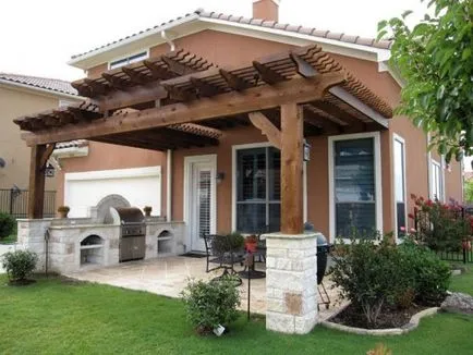 Design-o bucătărie de vară în terasa în aer liber sau mansarda