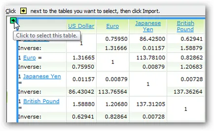Importul datelor în Excel 2010 de pe Internet