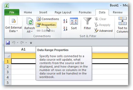 Importul datelor în Excel 2010 de pe Internet