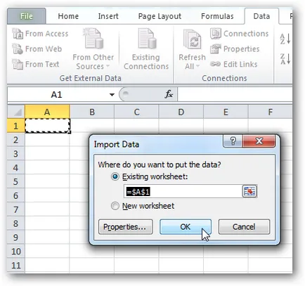 Importul datelor în Excel 2010 de pe Internet