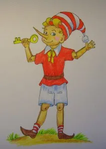 Cum de a desena Pinocchio, trage treptat în creion, copilul meu
