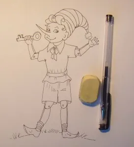 Cum de a desena Pinocchio, trage treptat în creion, copilul meu