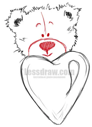 Cum de a desena un ursulet de plus cu o inimă, lessdraw (inima) Cum de a desena un ursulet de plus, cu o inimă, lessdraw