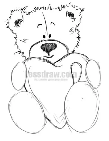 Cum de a desena un ursulet de plus cu o inimă, lessdraw (Teddy) Cum de a desena un ursulet de plus, cu o inimă, lessdraw