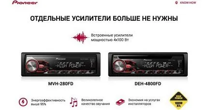 Cum de a conecta subwoofer-ul la radio Pioneer MVH-280fd și deh-4800fd