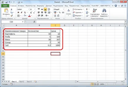 Cum de a face un tabel în Excel