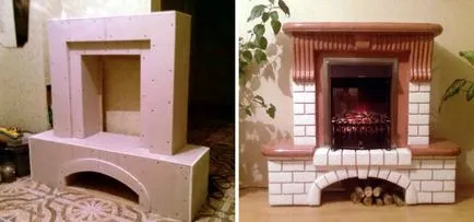 Vatră cu desenele lor schema de mâini ghipsocardon, cum să facă