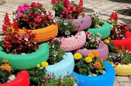Un pat de flori de anvelope - decorul unui site grădină cu propriile sale mâini (anvelope) Un pat de flori de anvelope - decorul unui site grădină cu propriile sale mâini