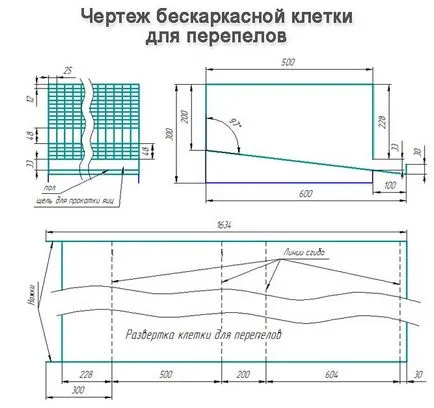 Colivii pentru prepelițe proprii (prepelița celulele) mâini desene, diagrame, sfaturi Colivii pentru prepelițe propriile mâini desene, diagrame, sfaturi