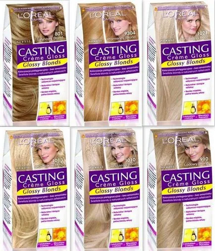 Dye Loreal crema Casting luciu bezammiachnoy, compozitie, culori, paleta (turnare) Dye Loreal crema de turnare luciu bezammiachnoy, compozitie, culori, paleta