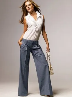 pantaloni pânză, cu ce să poarte femei și bărbați - model de tocuri violet